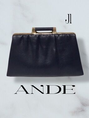 ANDE Blue Faux Leather Frame Purse Vintage